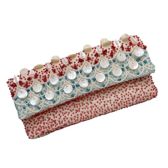 Monya Fold Over Mother Of Pearl Clutch - Picture 1 of 5